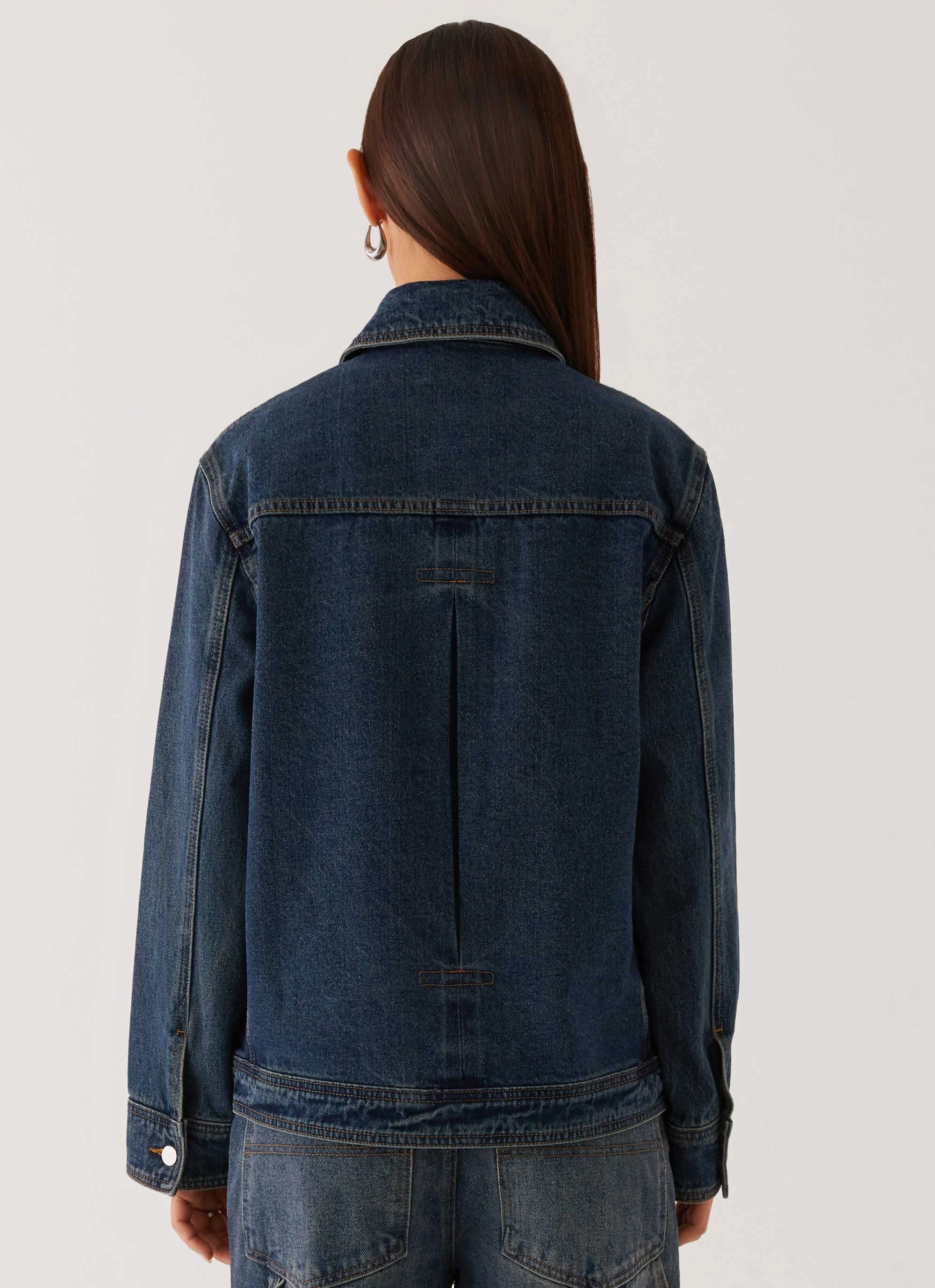 Tear Resistant Fabric Blends Travel Commuter Layer Raelynn Denim Jacket - Indigo