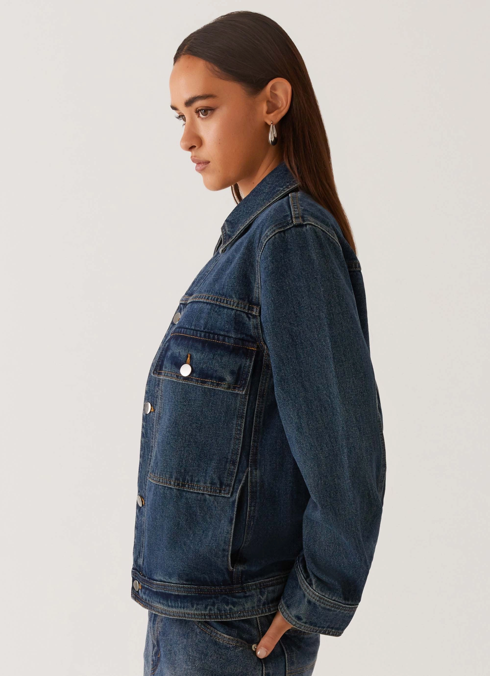 Flame retardant Fade Resistant Dye Raelynn Denim Jacket - Indigo
