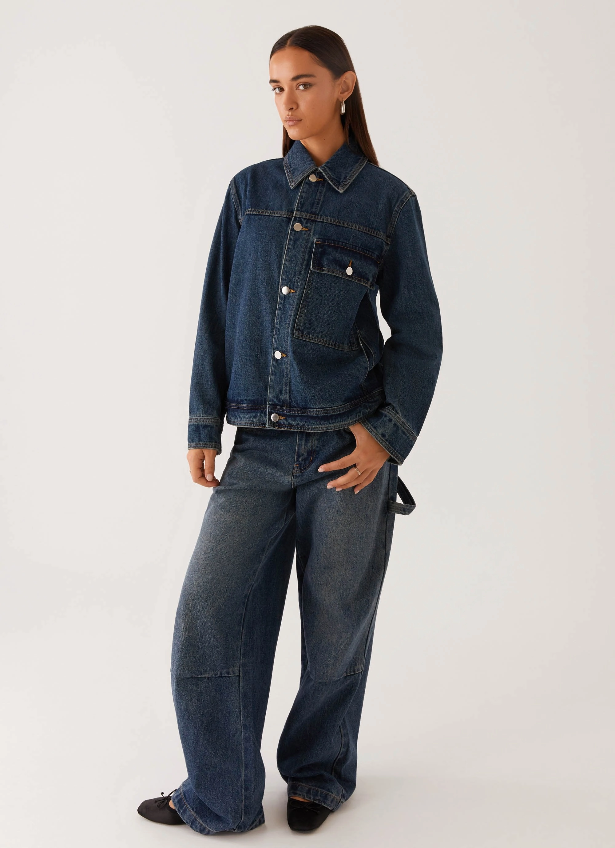 QuiltedPattern Raelynn Denim Jacket - Indigo
