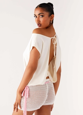 Raeni Off Shoulder Top - Ivory Modern Design Ultra Soft Handfeel