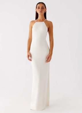 Formal Aura Vintage Style Raffa Pearl Maxi Dress - Ivory