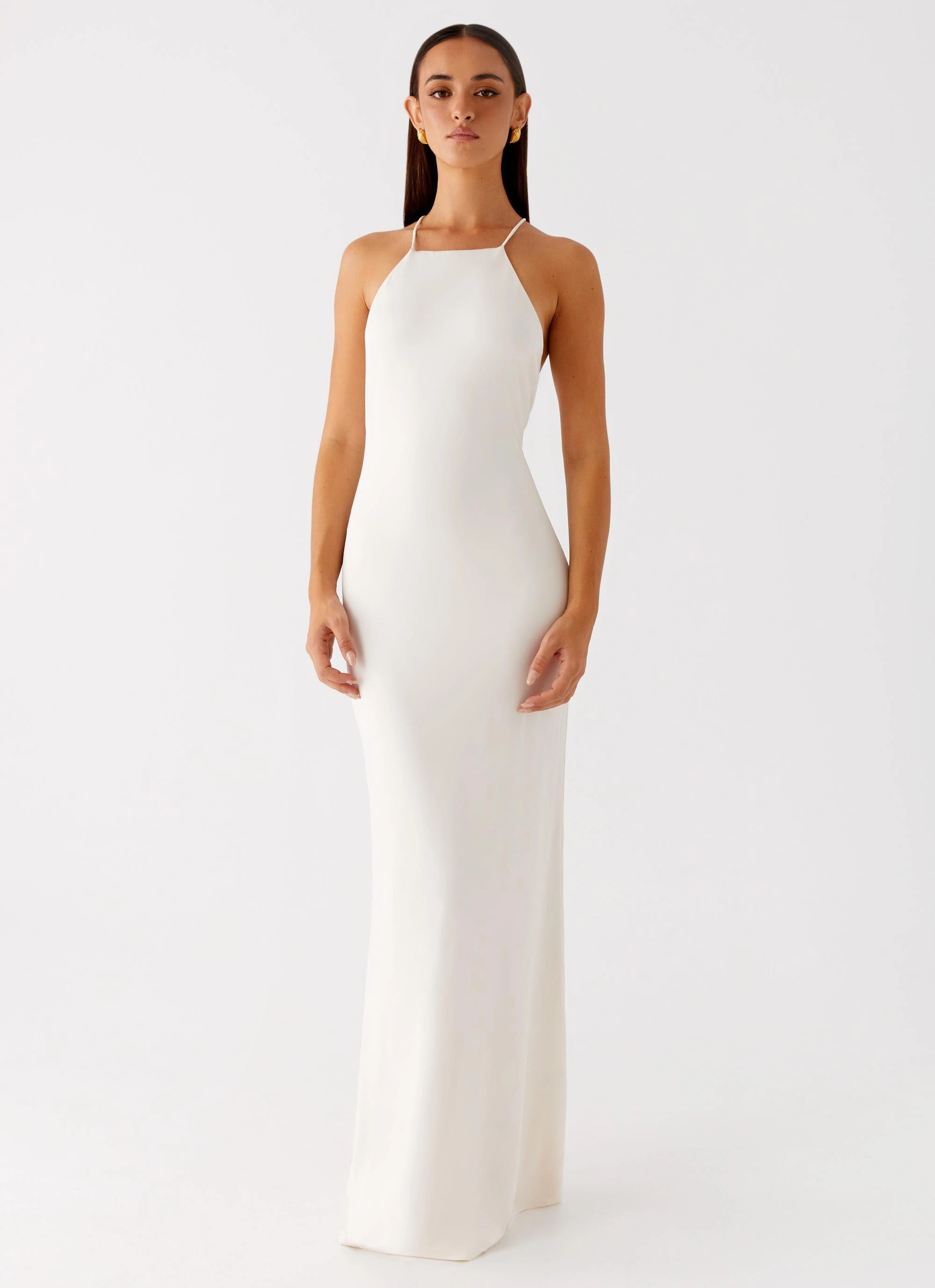 Formal Aura Vintage Style Raffa Pearl Maxi Dress - Ivory