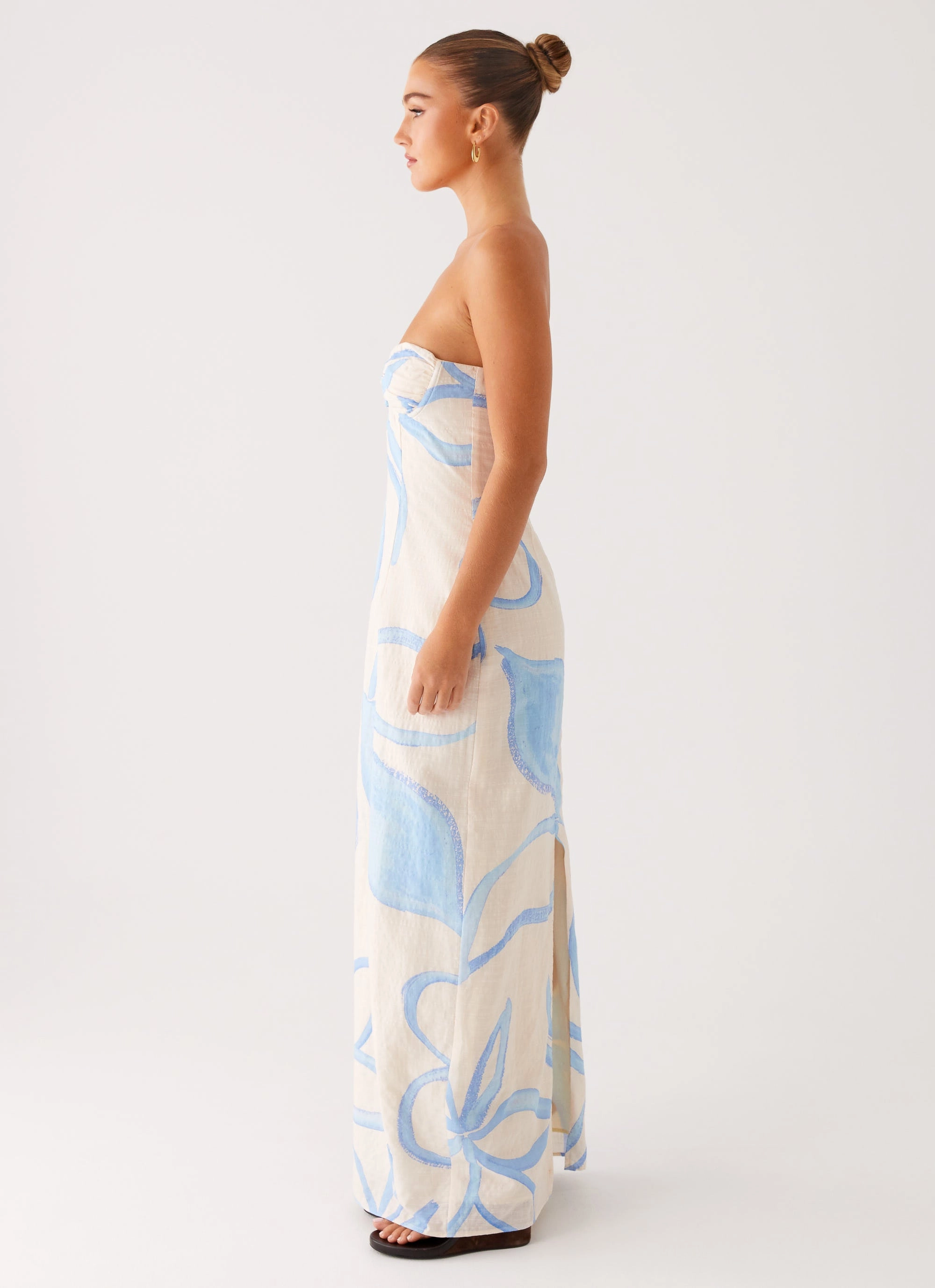 Raiden Maxi Dress - Bloom Wave Print High Cut Everyday Comfort Wear