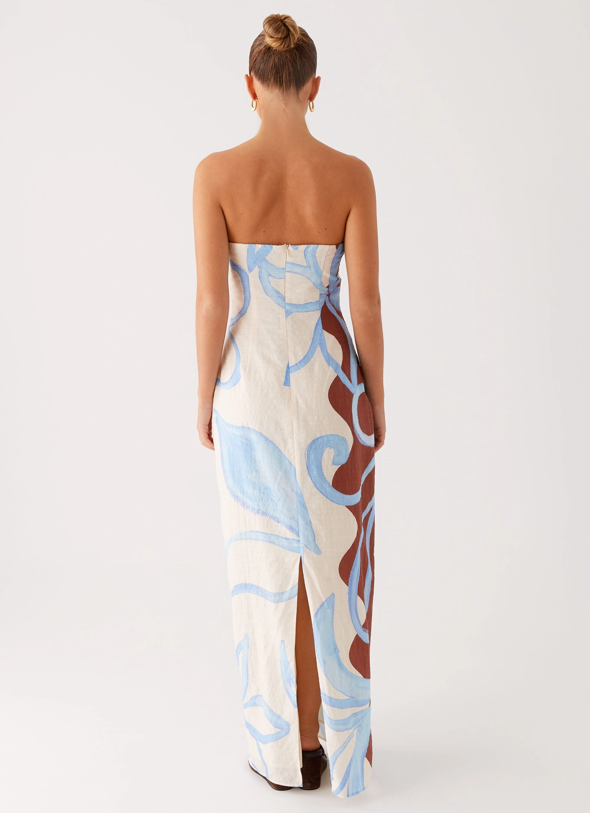 Raiden Maxi Dress - Bloom Wave Print Heritage-Brand V-Neck