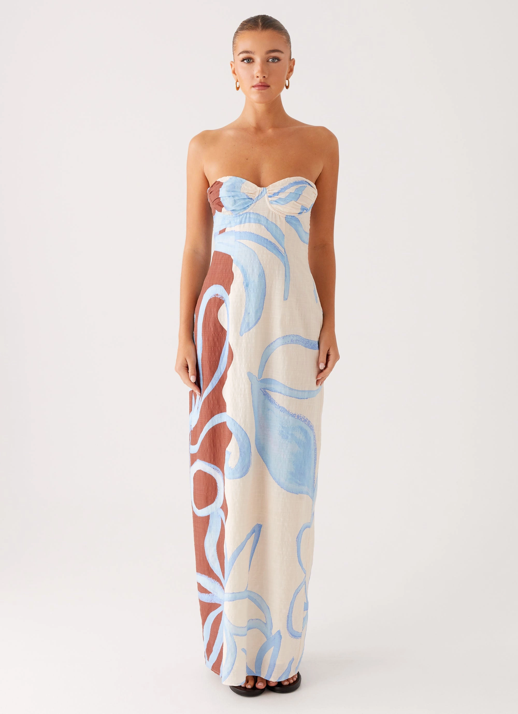 Trendy Layering Garden Scene Raiden Maxi Dress - Bloom Wave Print