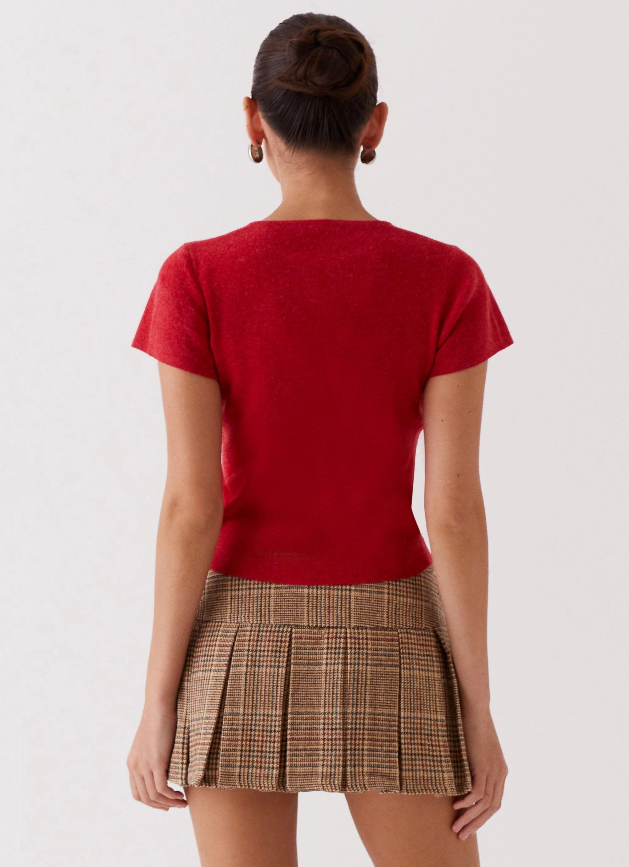 Raina Knit Crop Top - Ruby Red Hypoallergenic Textile Durable Double Stitching