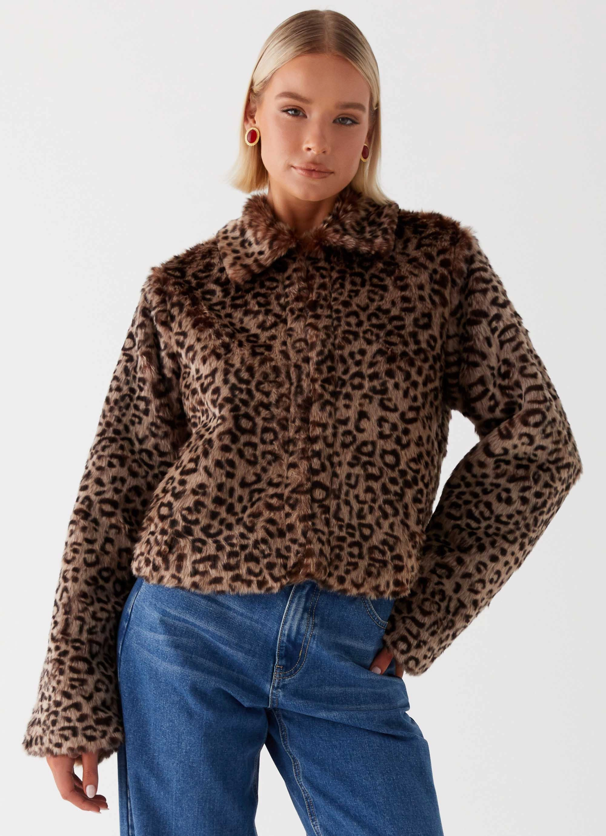 Raleigh Fur Jacket - Leopard Practical Design Relaxed Fit Silhouette