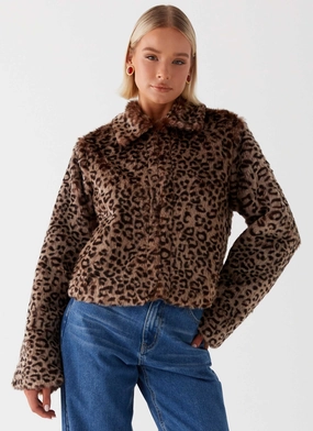 Raleigh Fur Jacket - Leopard Practical Design Relaxed Fit Silhouette