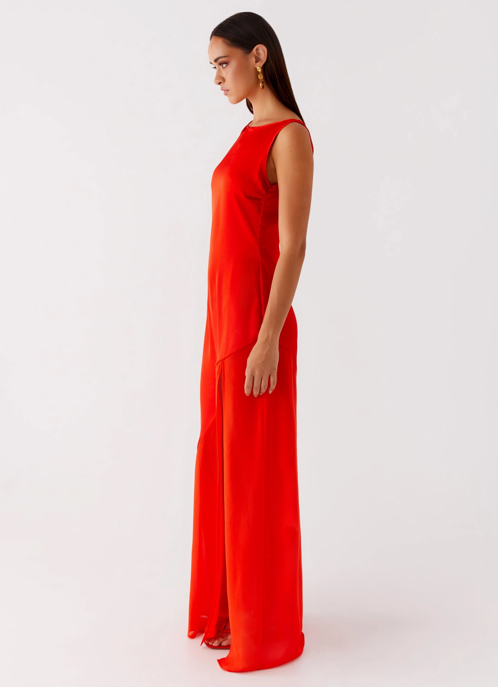 Ramiro Maxi Dress - Red Fitted Neat