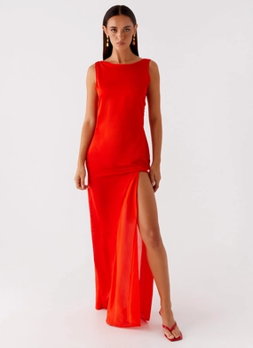 Romantic date dress Comfy Shape Ramiro Maxi Dress - Red