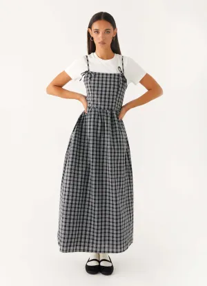 Soft and Light Ramsey Midi Dress - White Black Check