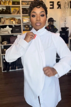 Rashida Button Up Tunic With Neck Tie PREORDER All Purpose Casual Cut NonChafe Tag Placement