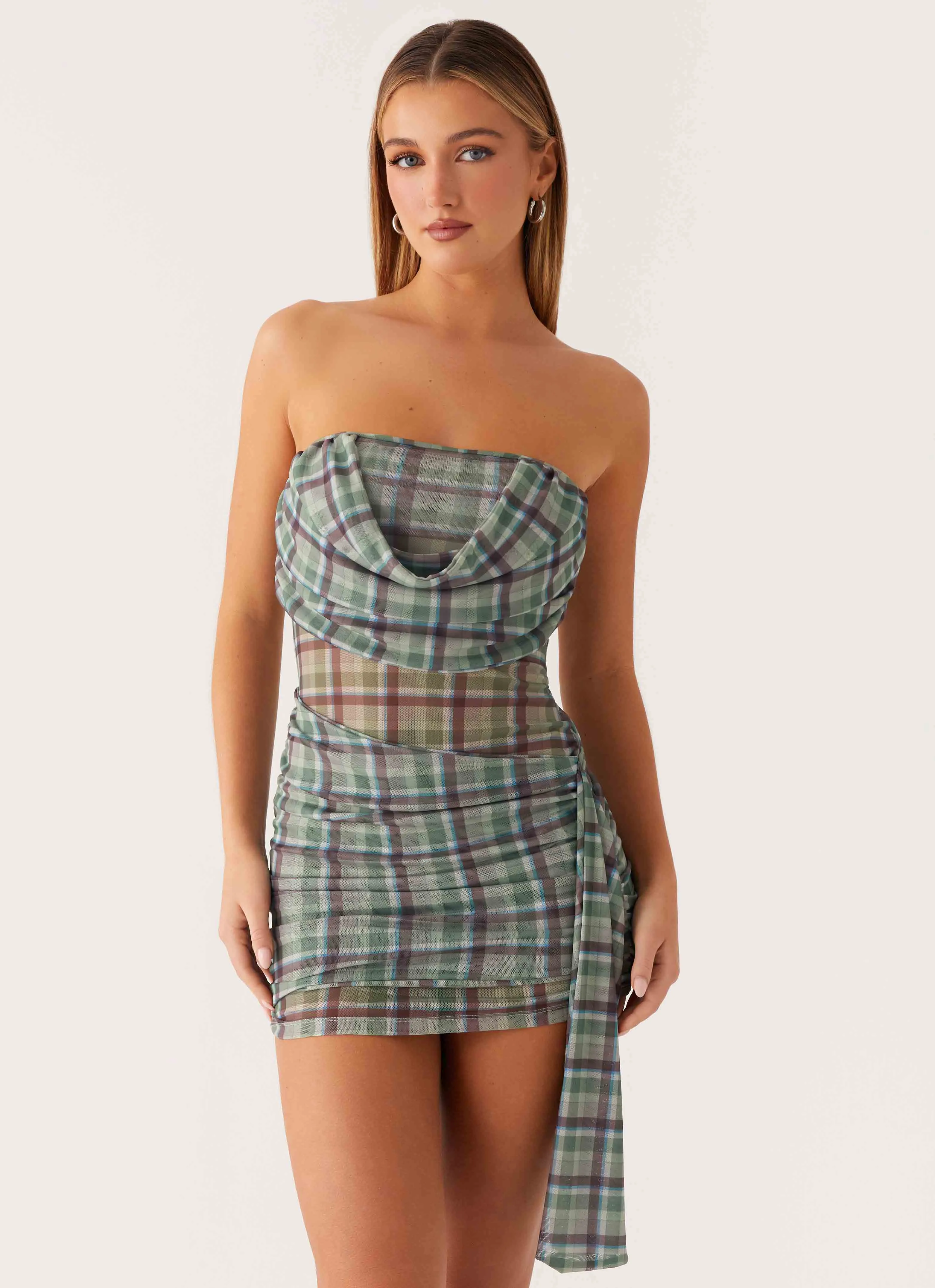Playful Twist Seren Mini Dress - Cedar Check