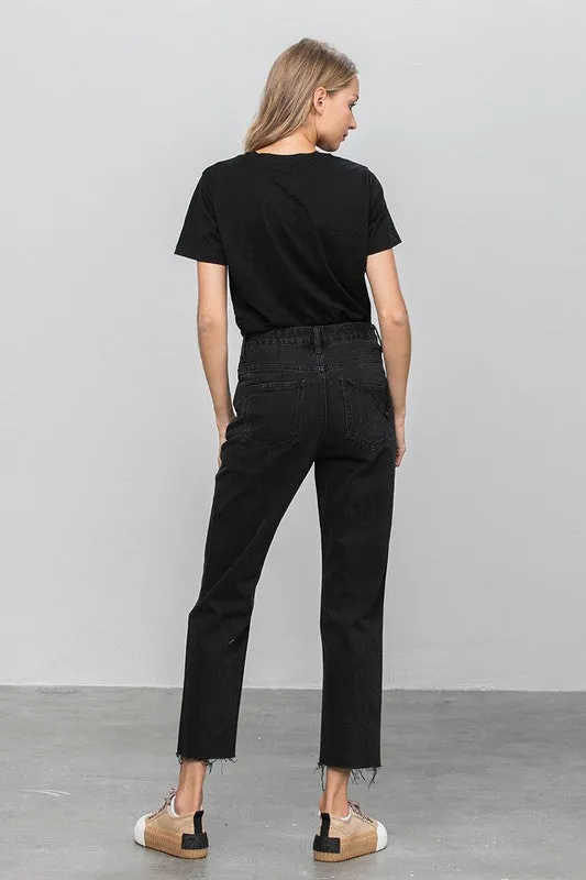Raw Hem Crop Straight Jeans