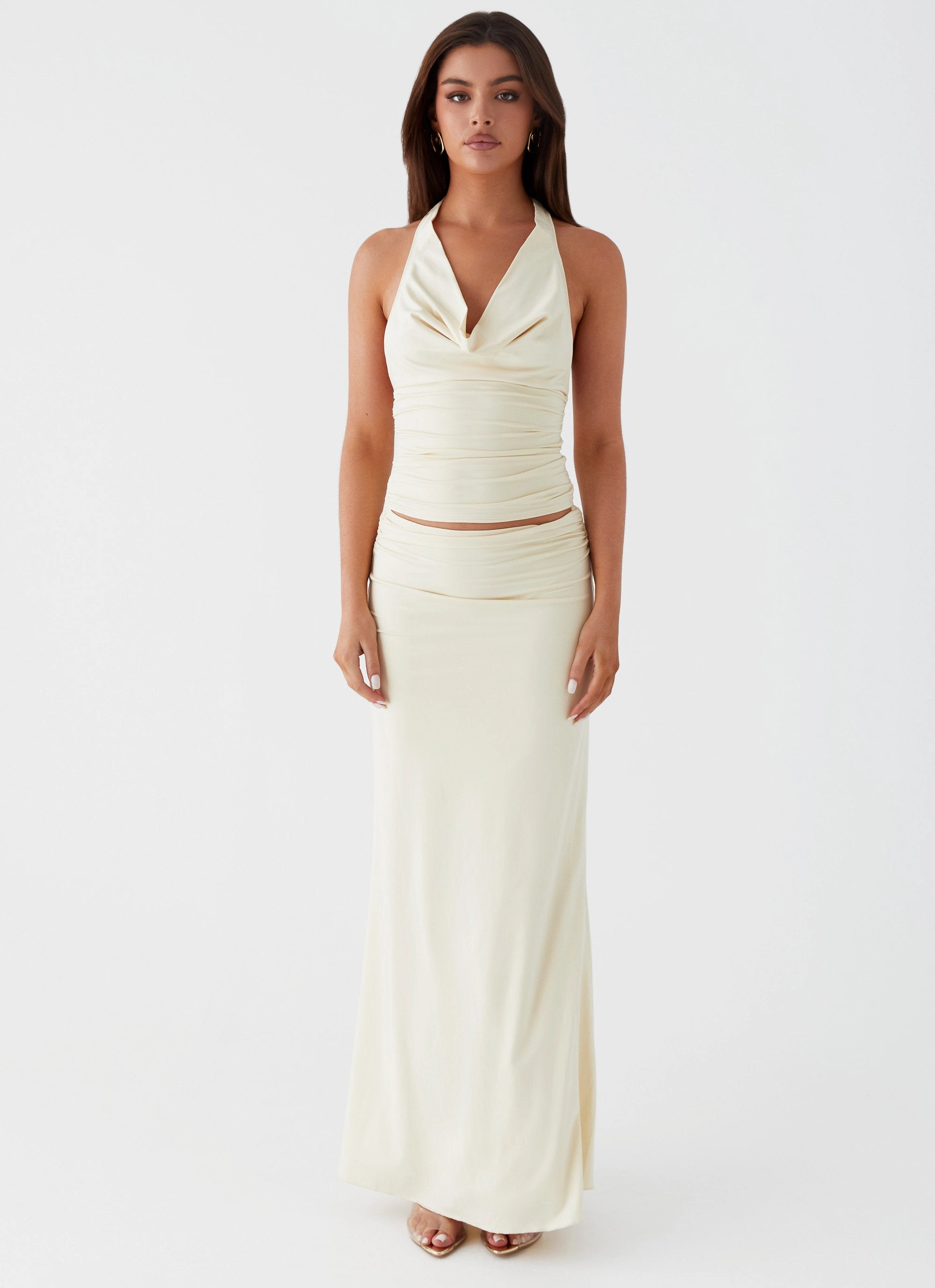 Rayne Maxi Skirt - Yellow Rubberized Hem Essential Layer