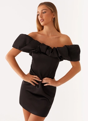 Airy Silk Read My Mind Mini Dress - Black