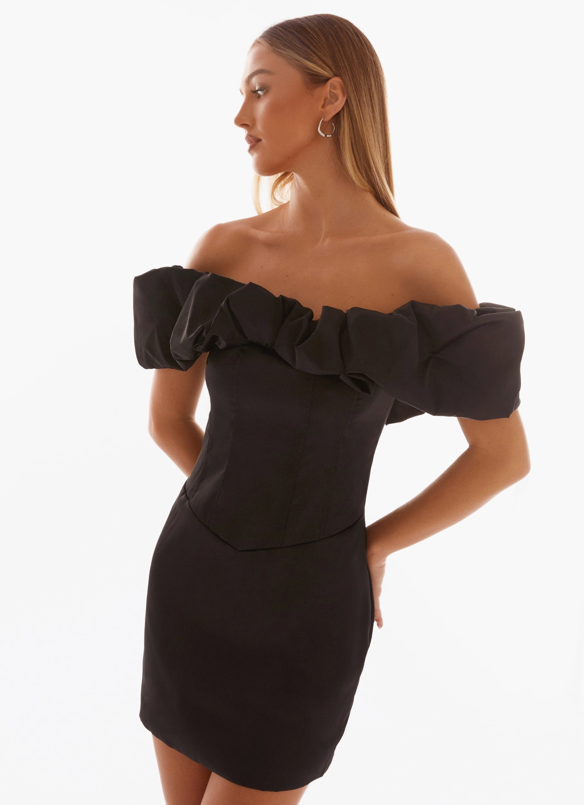 Runway-Ready Read My Mind Mini Dress - Black