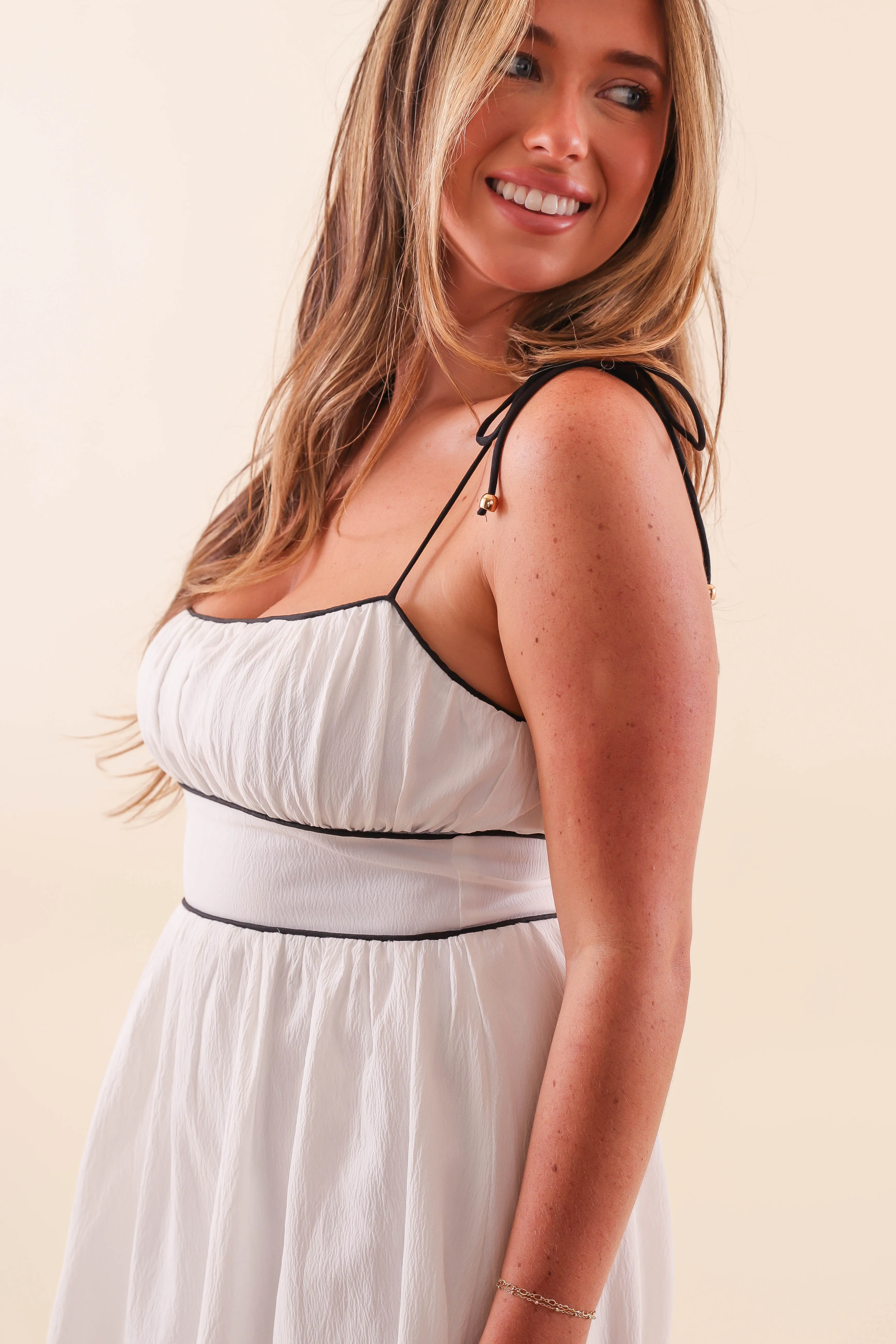 Walk Grace FlatlockSeam Reading Your Poems Maxi Dress-White