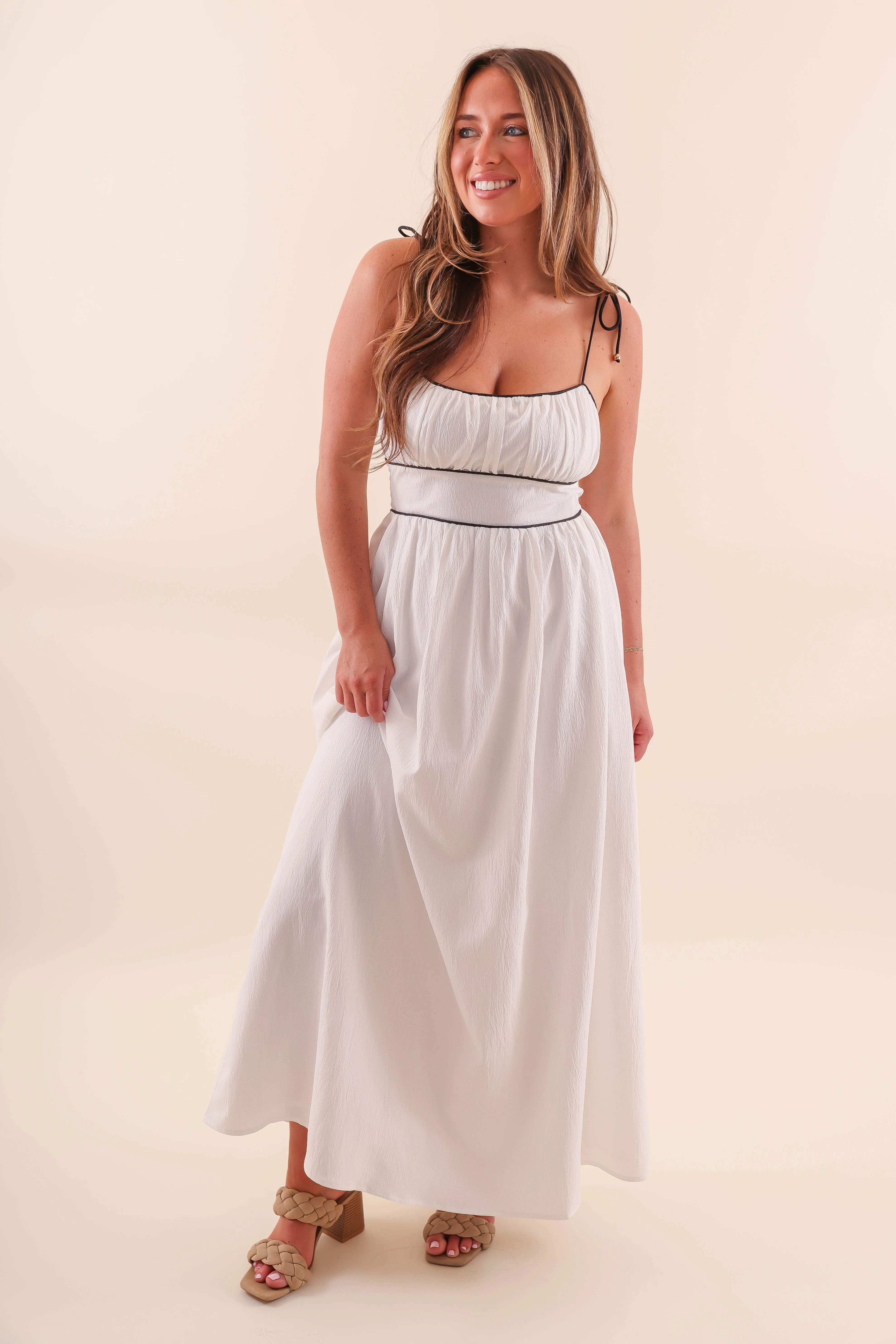 Reading Your Poems Maxi Dress-White Smooth Detail Chill Design