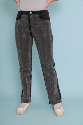 Flexible Motion Ready To Rock Rhinestone Denim-Black
