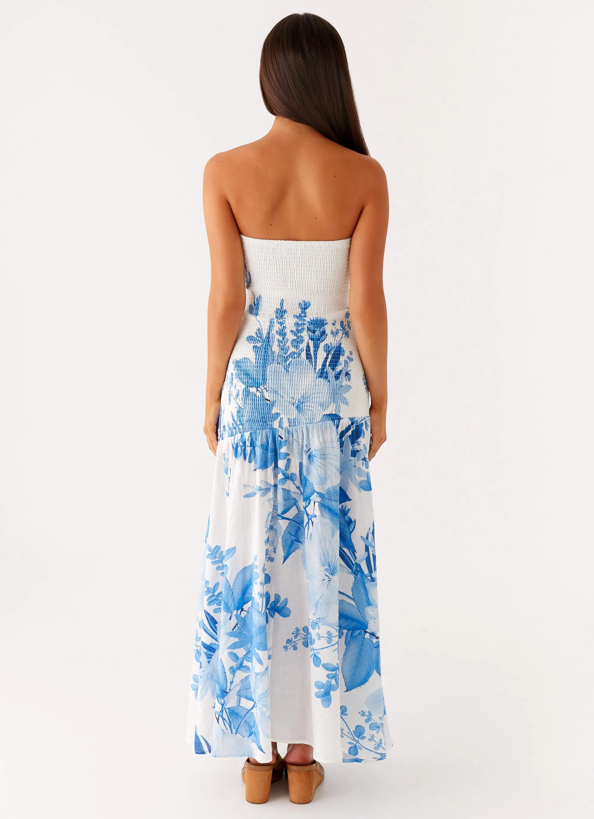 Rebecca Maxi Dress - Blue Floral Print Art-Gallery