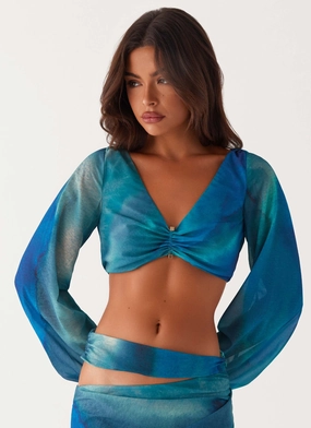 DurableBlend Ethically Sourced Material Austin Long Sleeve Top - Blue Tie Dye