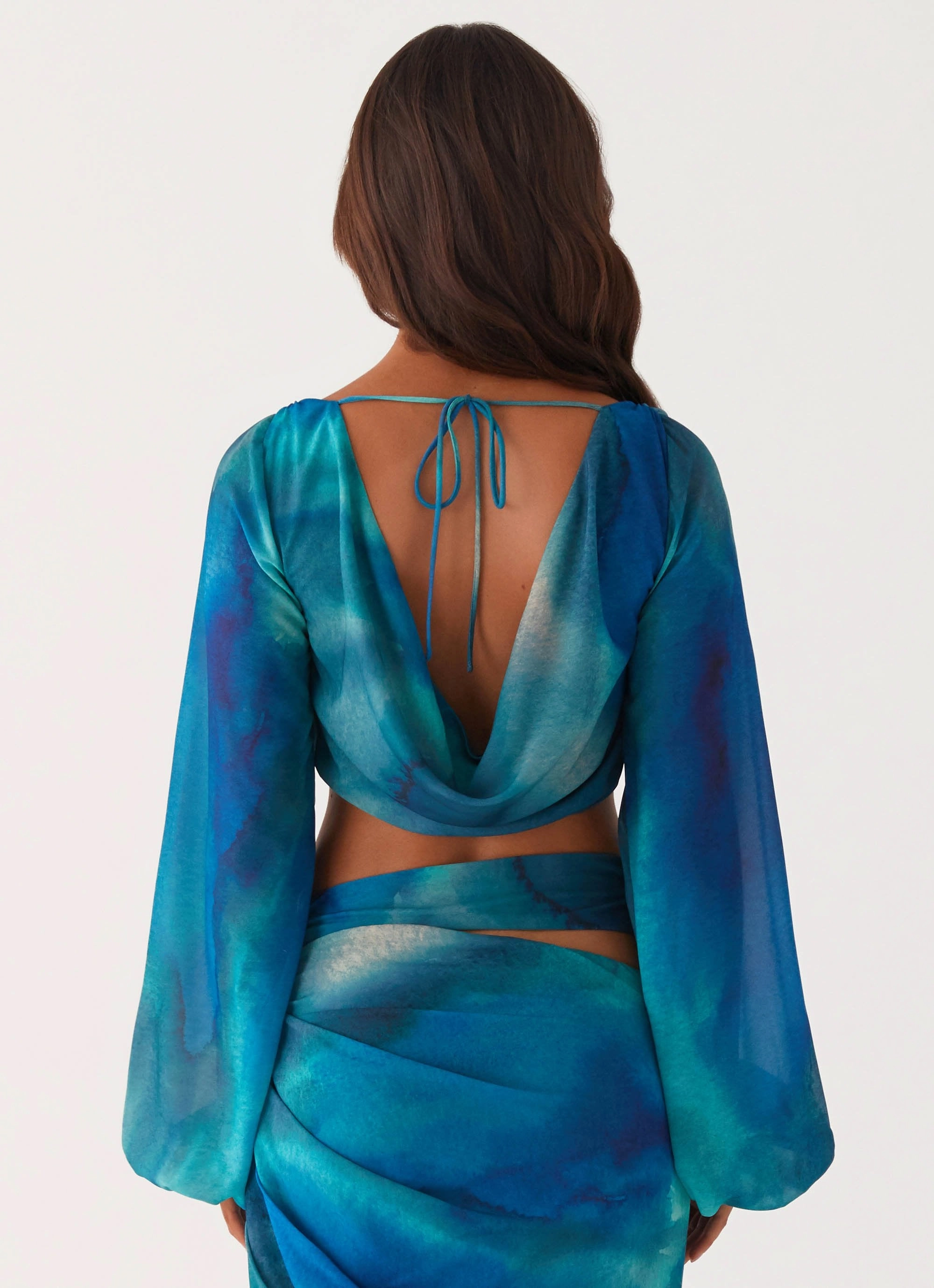 Austin Long Sleeve Top - Blue Tie Dye EasyCareMaterial