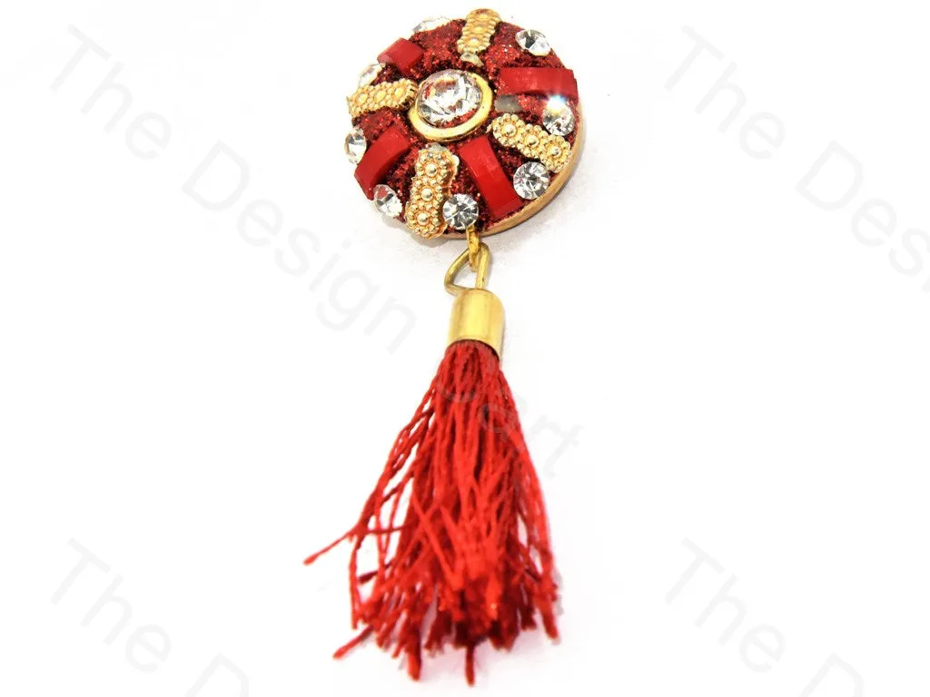 Red 3 Bars Tassel Buttons