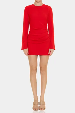 Red Long Sleeve Bodycon Mini Dress