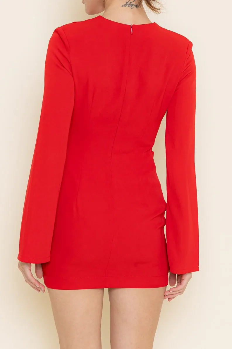Red Long Sleeve Bodycon Mini Dress
