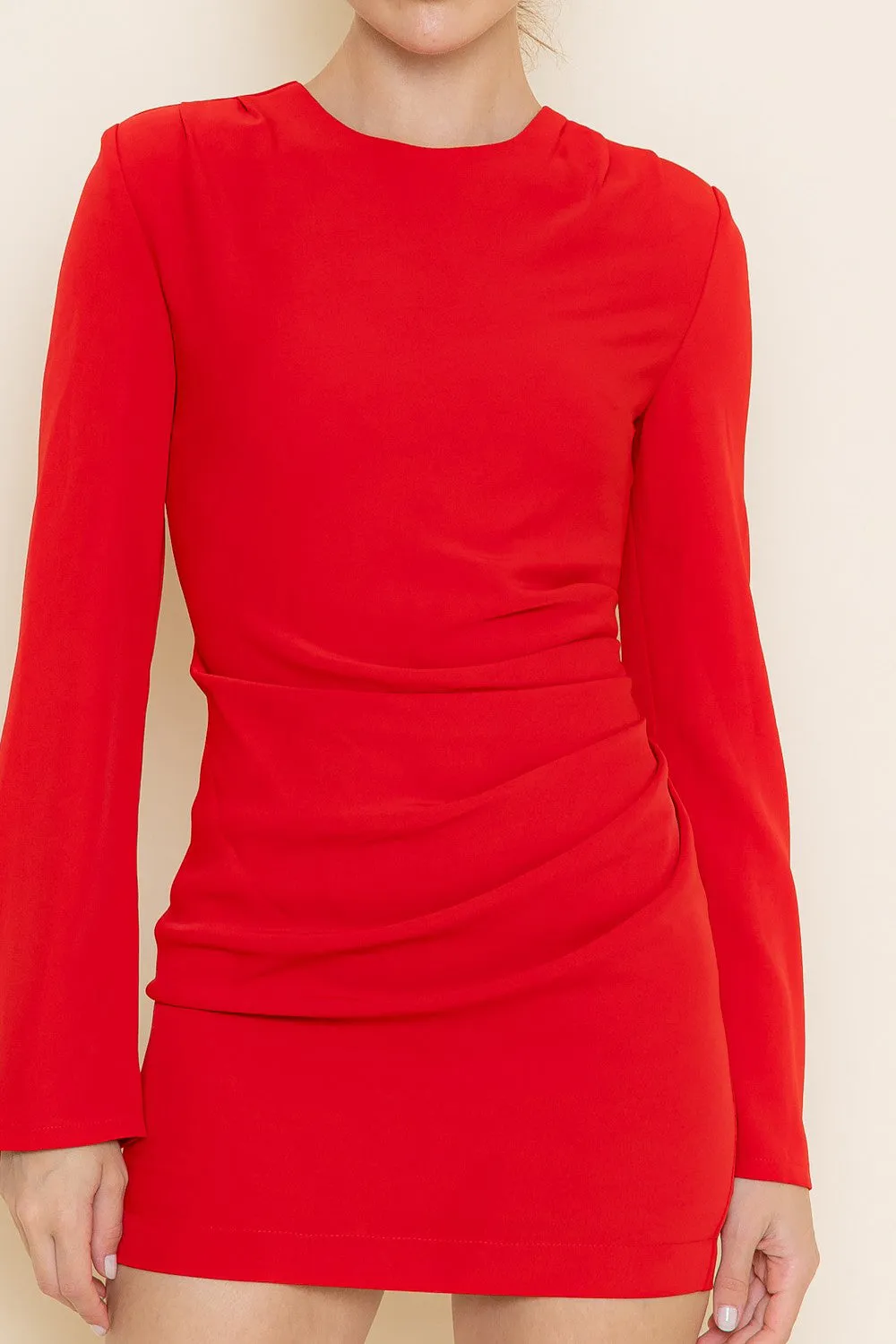 Red Long Sleeve Bodycon Mini Dress