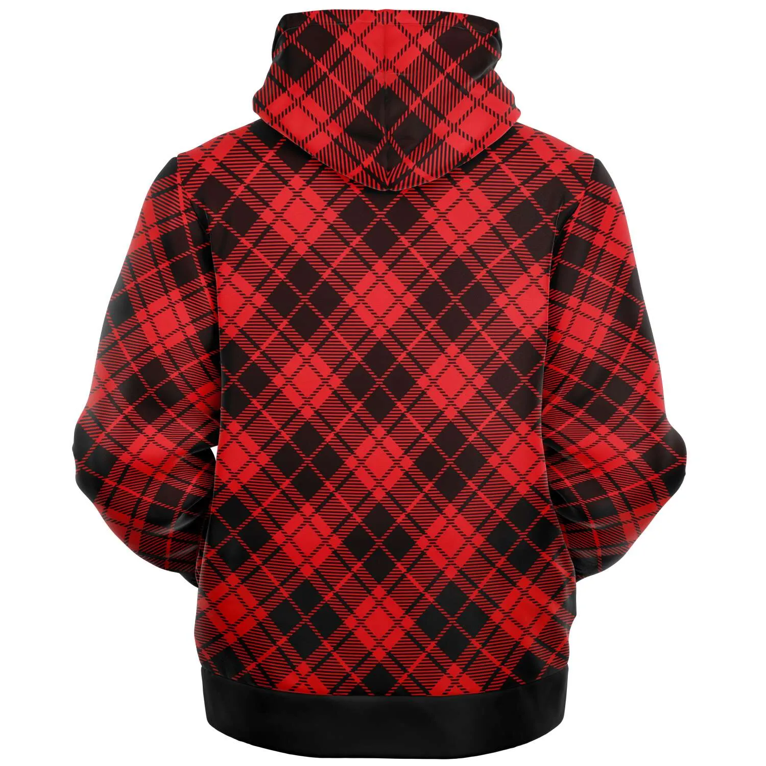 Red Tartan Plaid Fleece Lined Hoodie