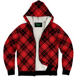 Red Tartan Plaid Fleece Lined Hoodie