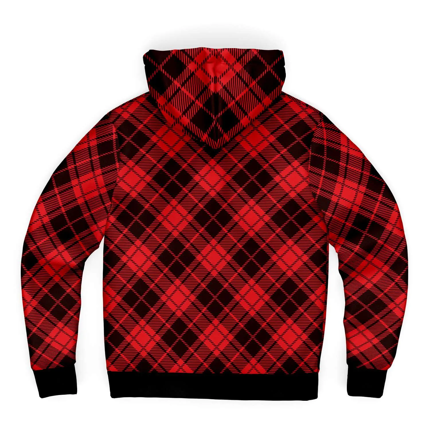Red Tartan Plaid Fleece Lined Hoodie