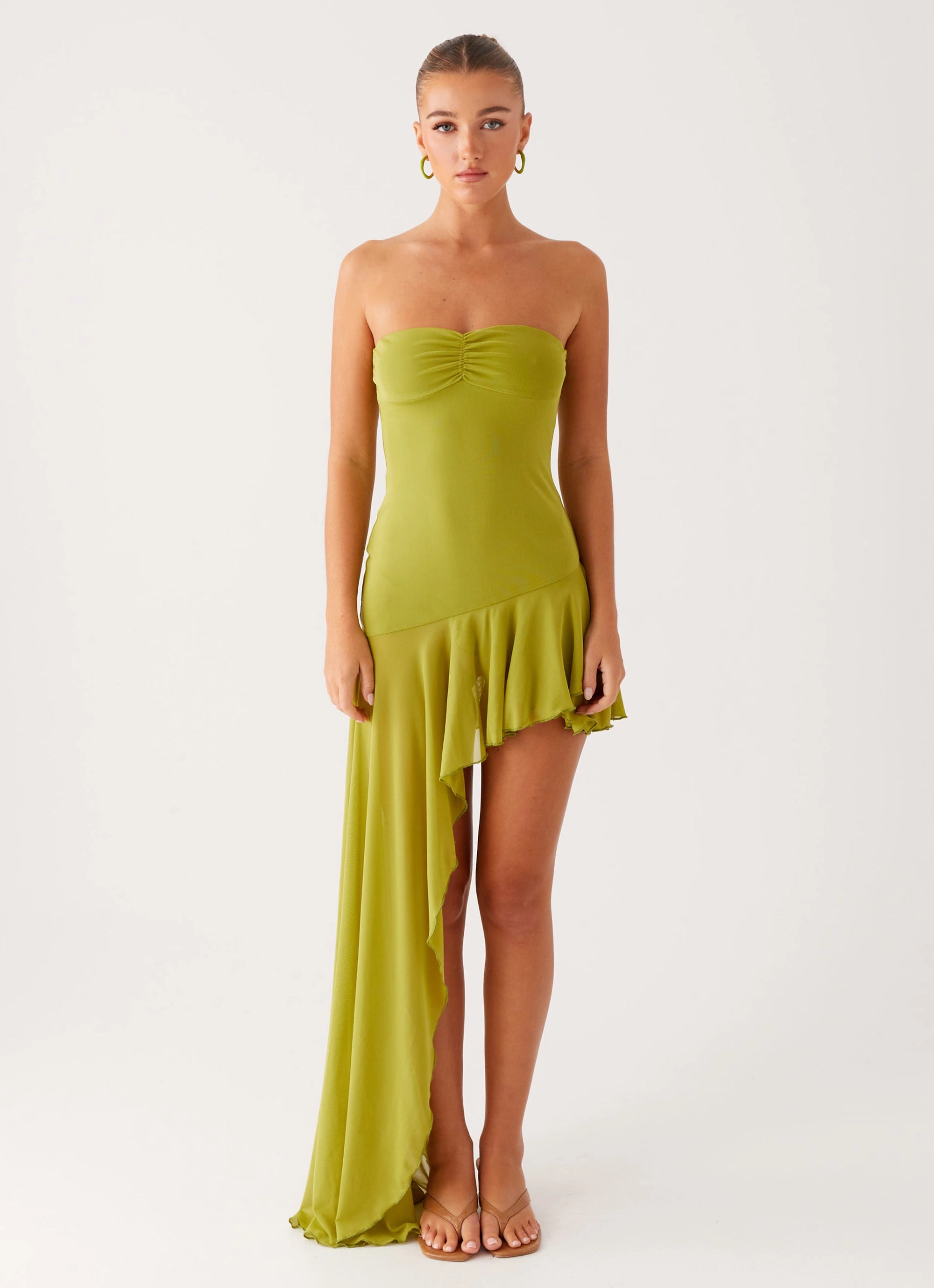 Dreamy Texture Formal dinner wear Reeva Mini Dress - Green