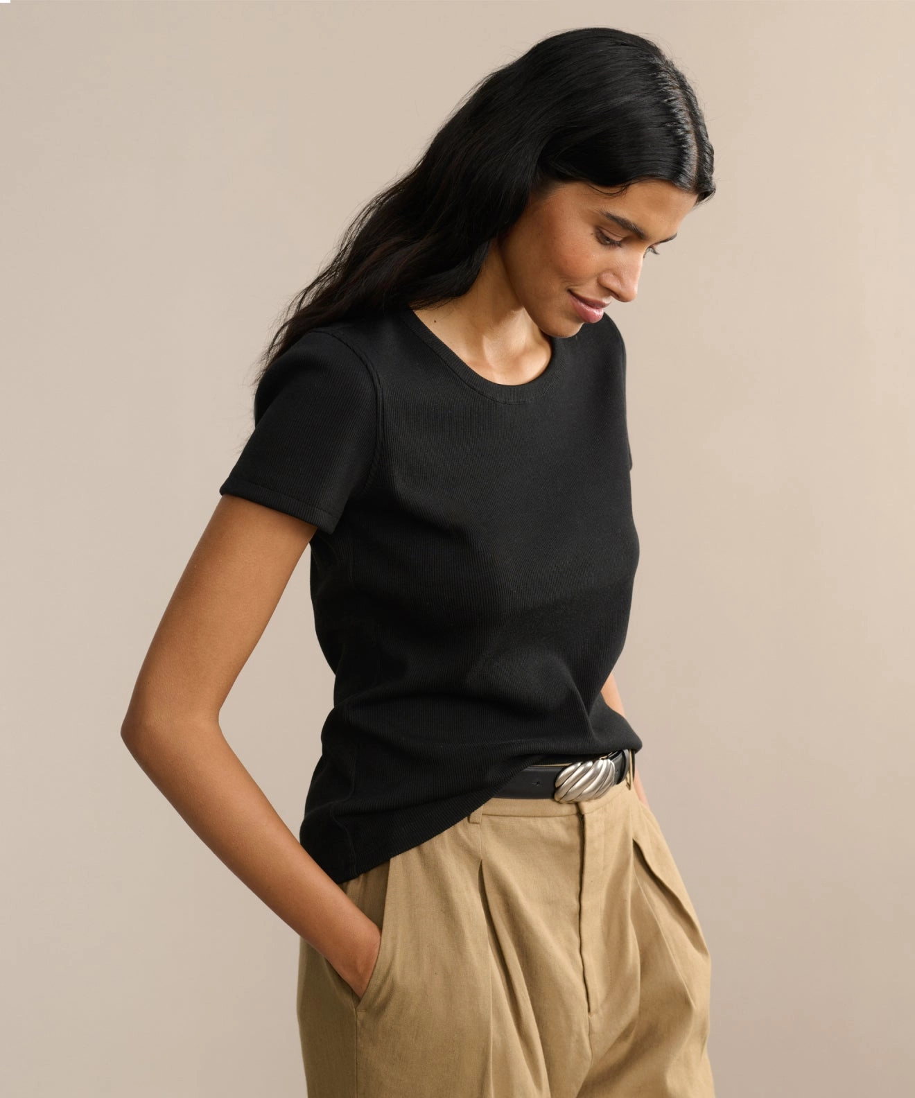 Rib Tee RollUpSleeves