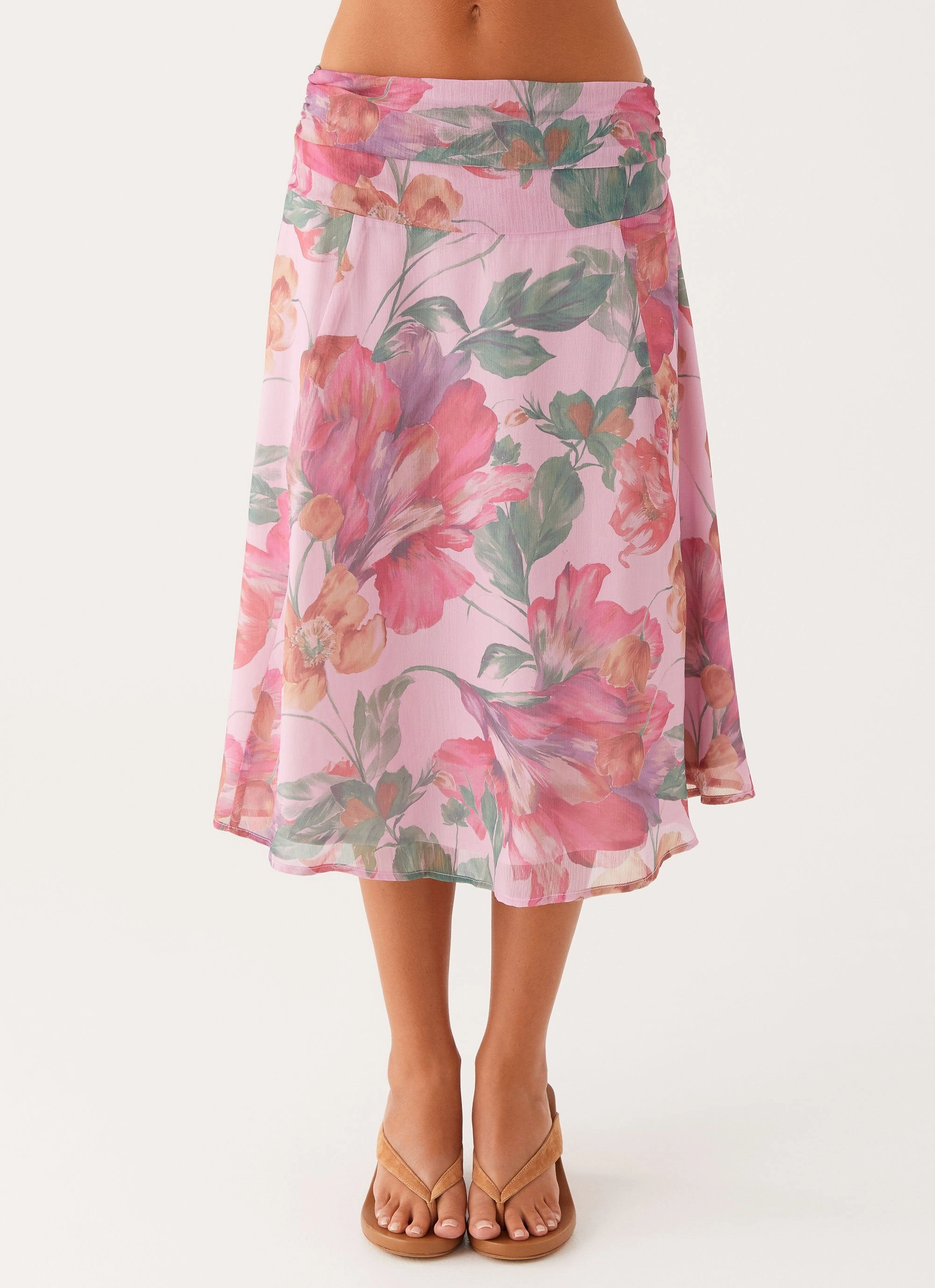 Valley Midi Skirt - Pink Floral No Tag