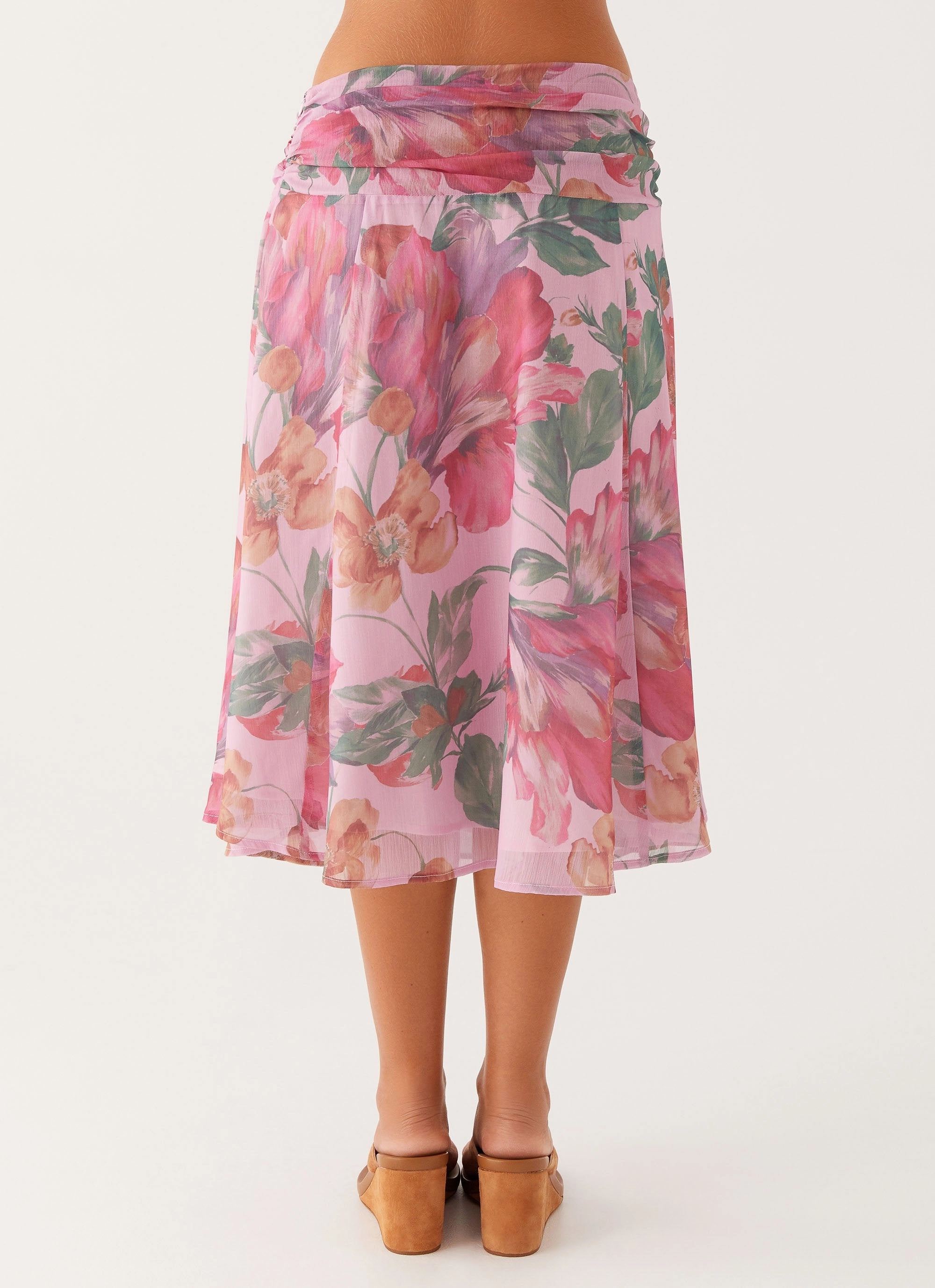 Valley Midi Skirt - Pink Floral Hypoallergenic fabric Dynamic Fit