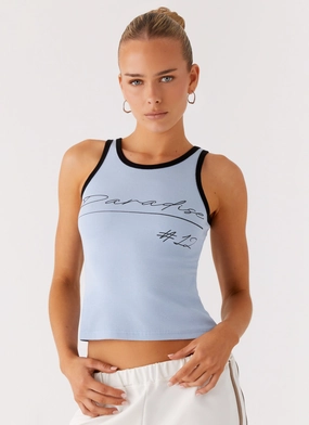 Double Layered Hem Reinforcement Utopia Tank Top - Sky Blue