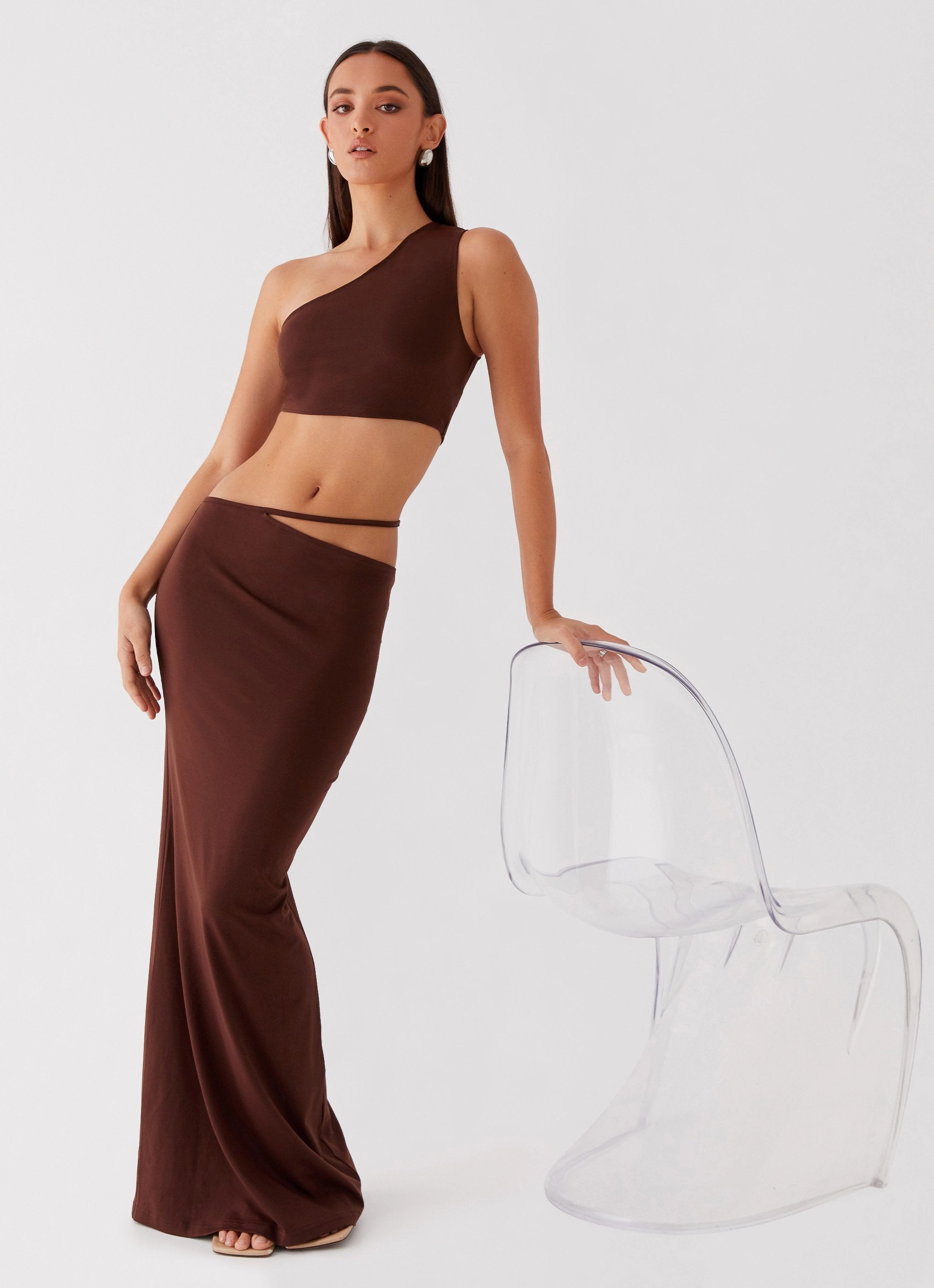 Like You Do One Shoulder Crop Top - Chocolate LongLastingDurability