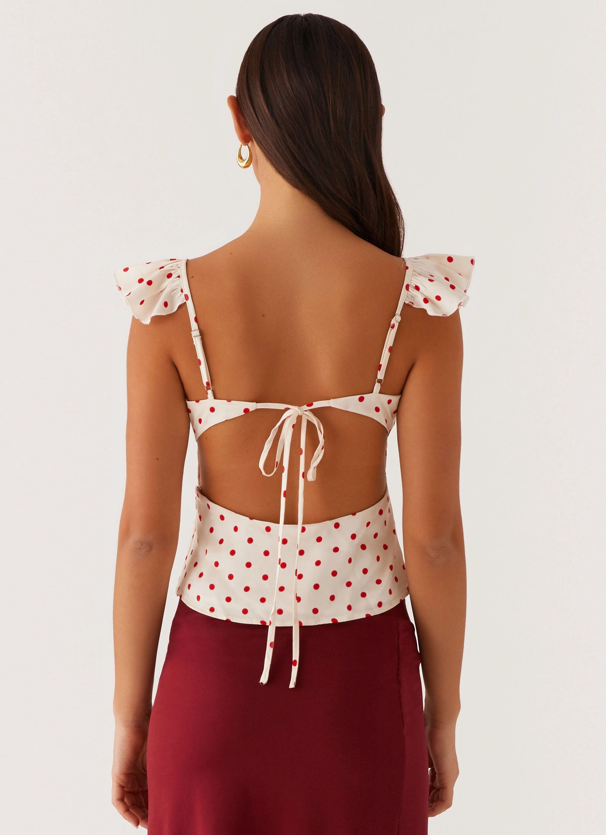 Regan Ruffle Top - Red Polka Dot SheerLayering