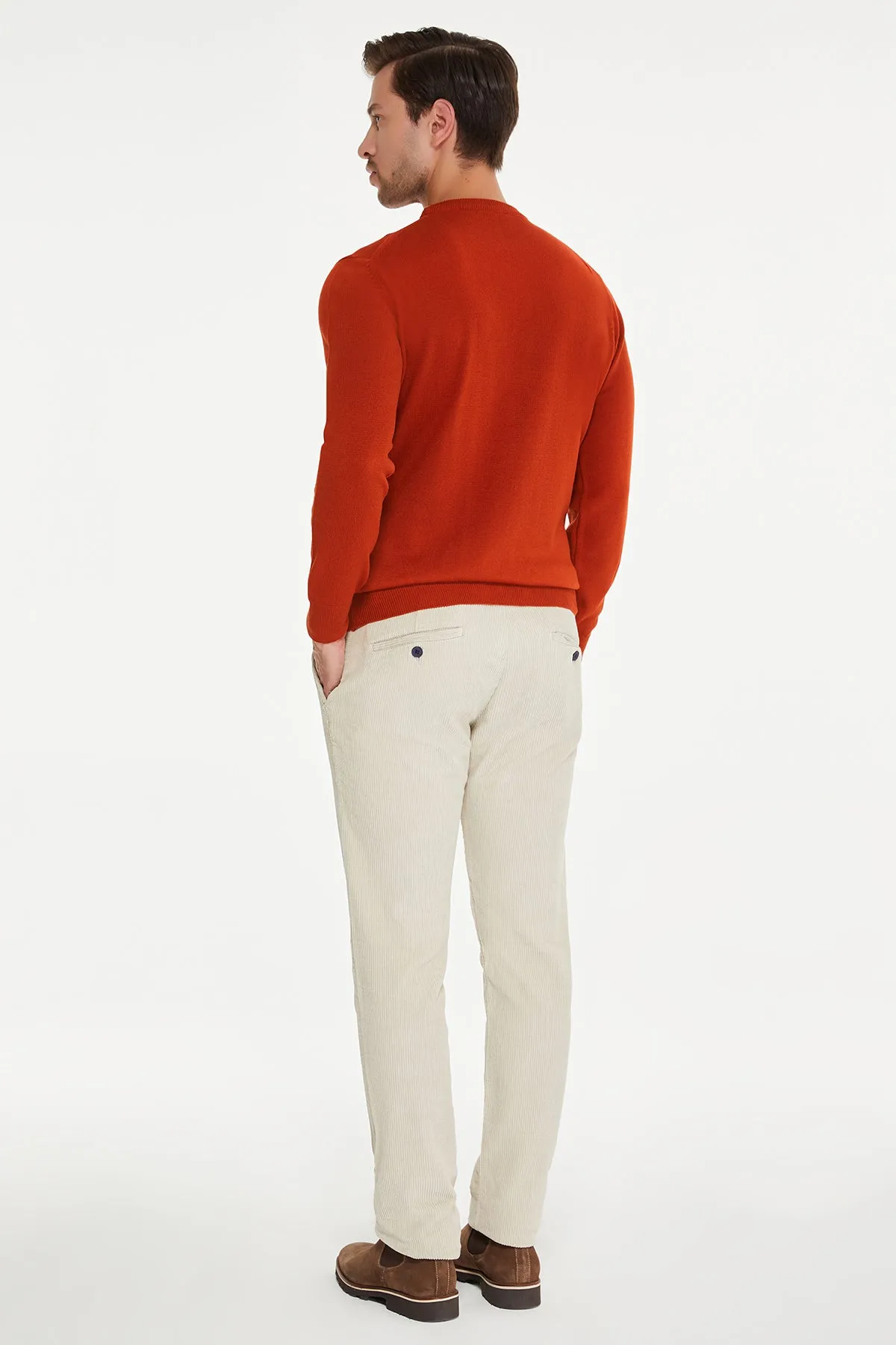 Regular Fit Brick Crewneck Sweater