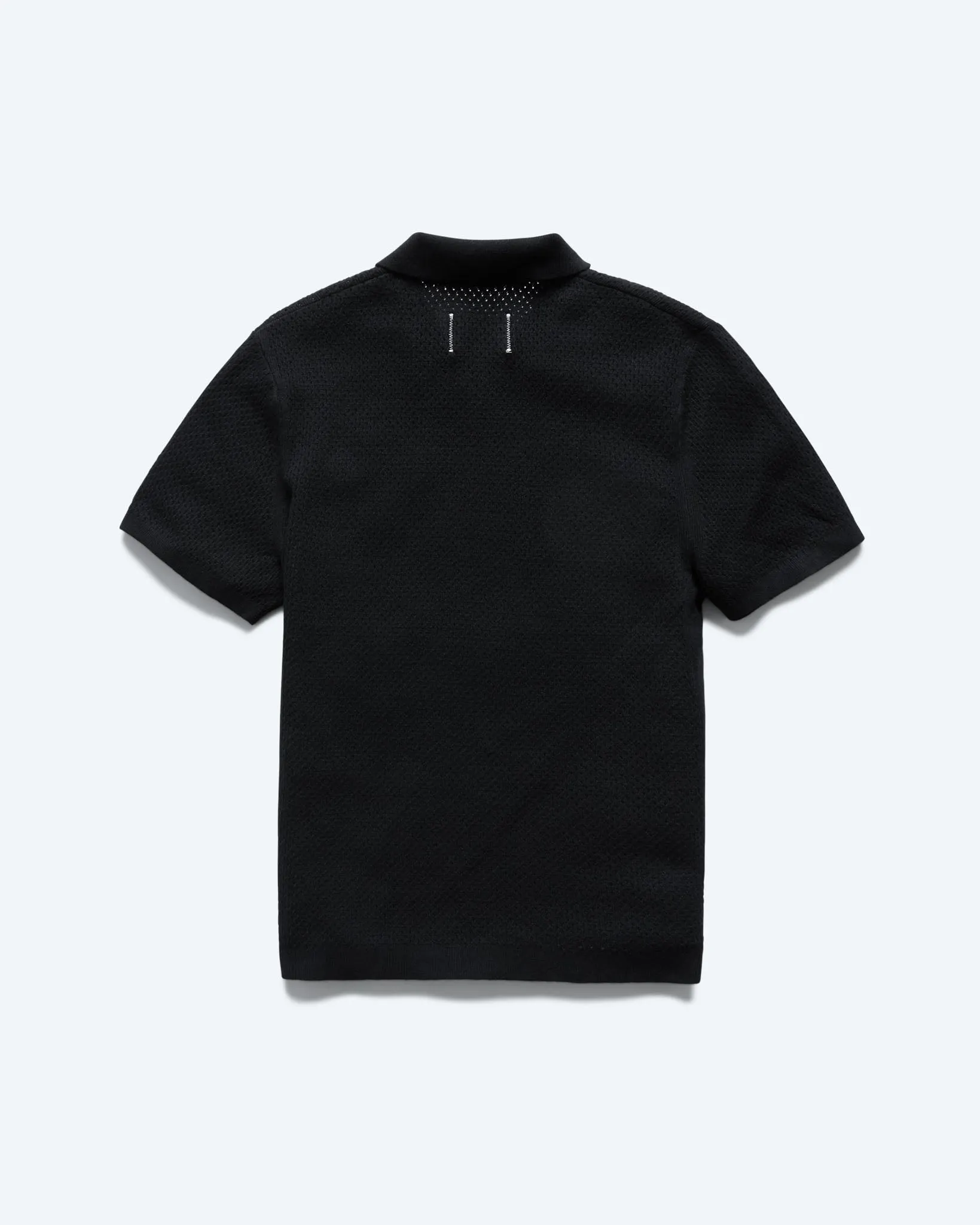 REIGNING CHAMP COTTON LINEN VICTOR POLO - BLACK