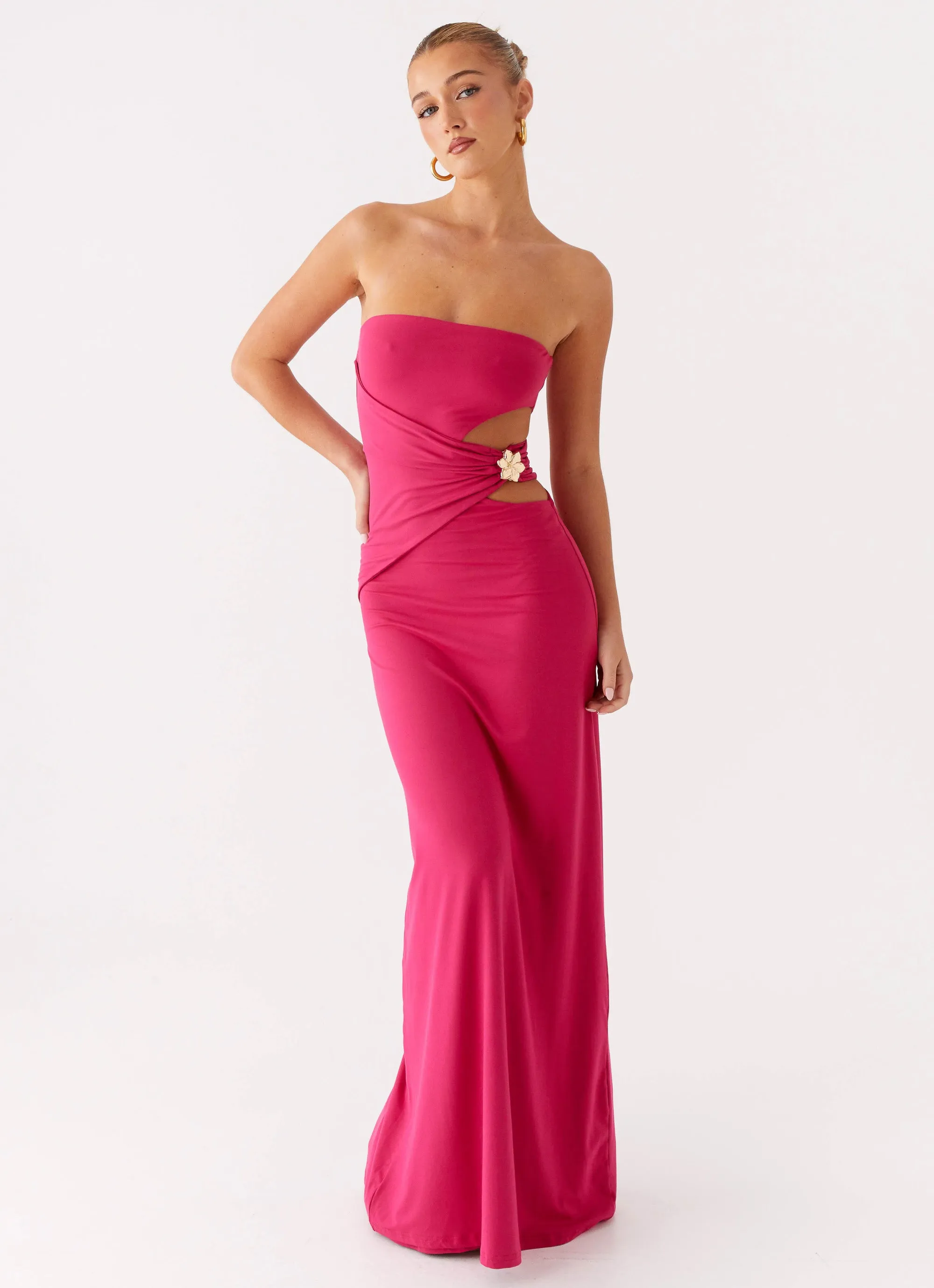 Anetta Maxi Dress - Fuchsia Cotton-Blend