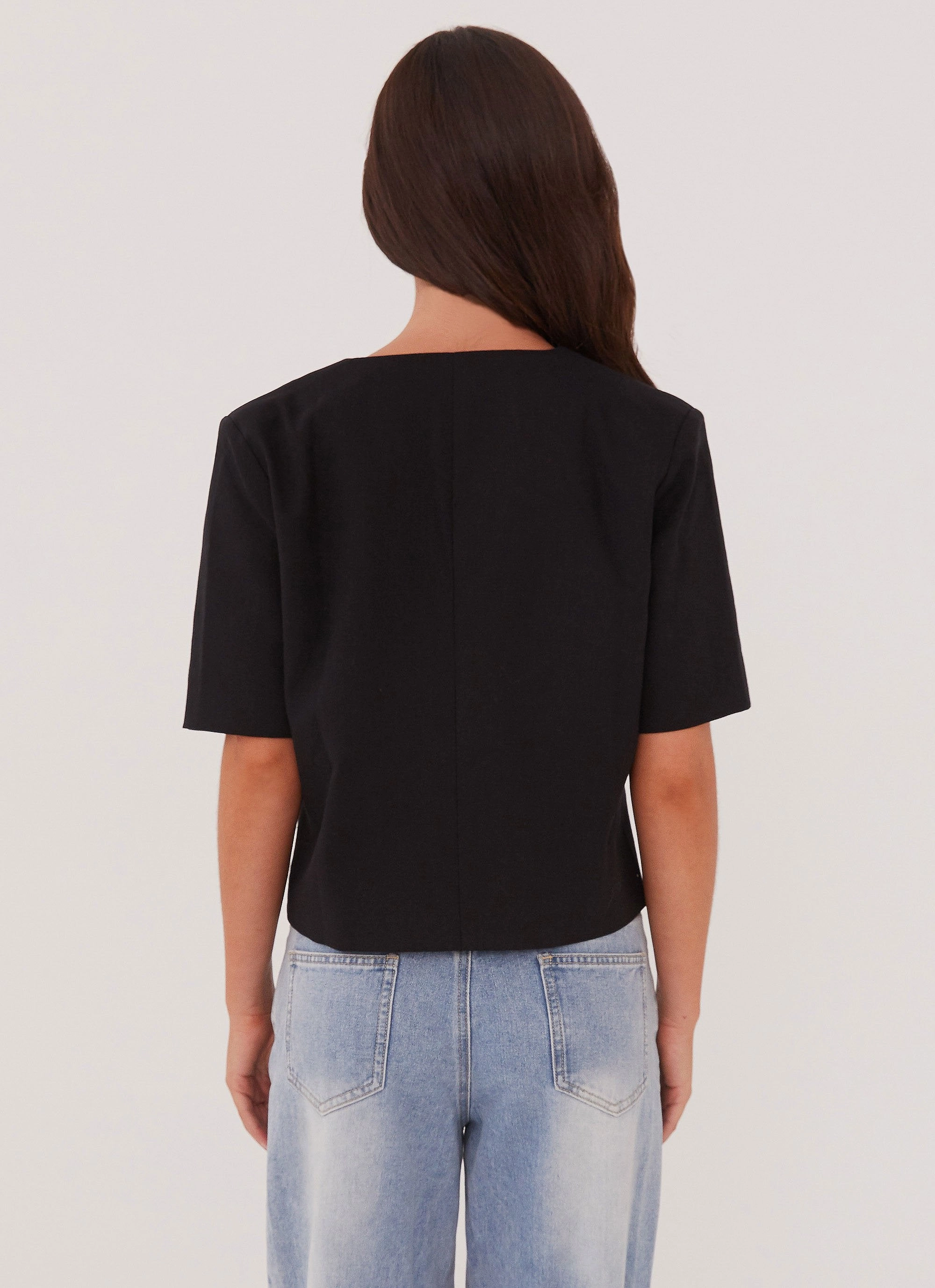 Hacienda Linen Short Sleeve Blazer - Black Mold Resistant Coating Lightweight Warmth Core