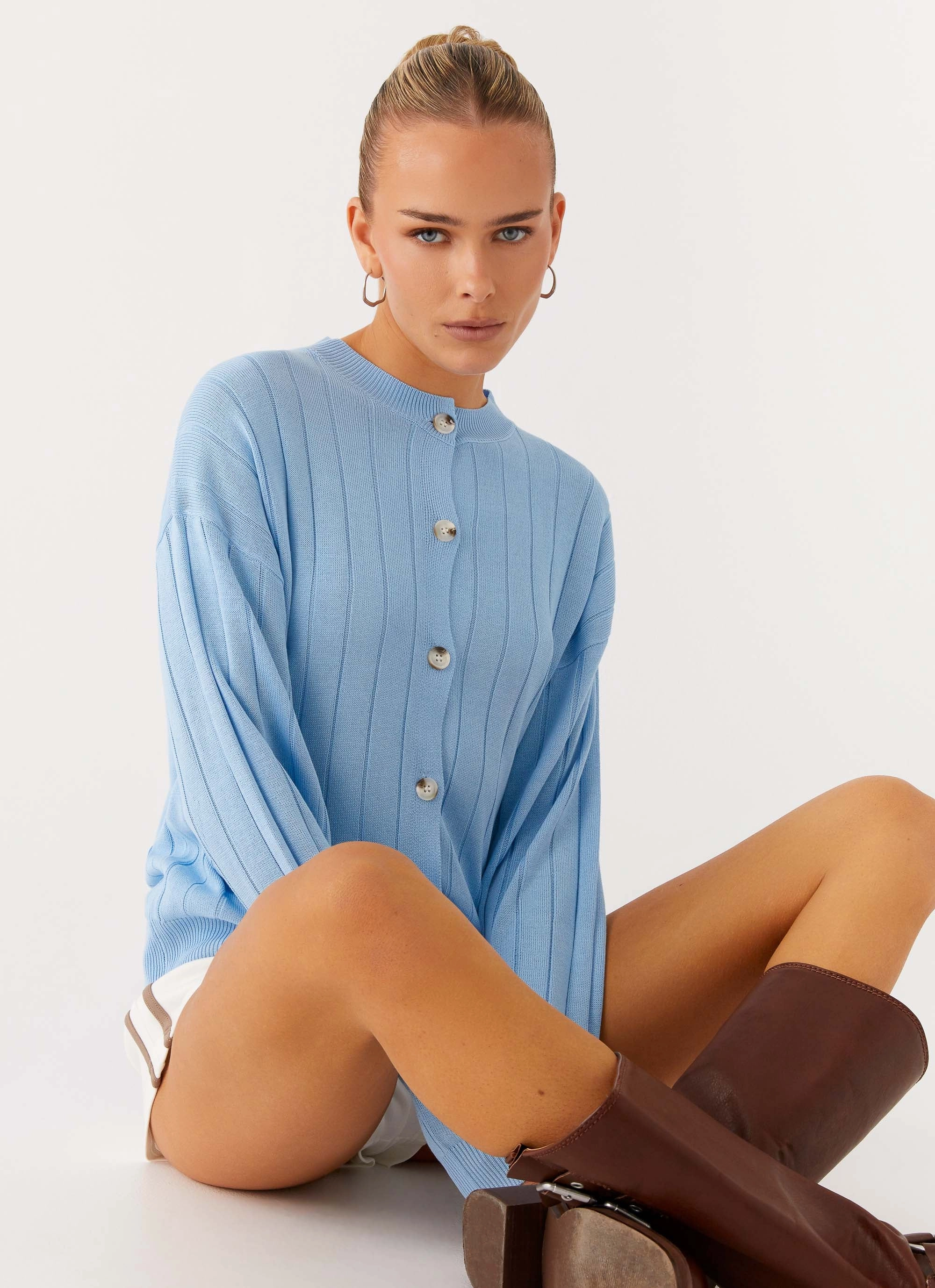 Leo Oversized Cardigan - Sky Blue Trail To Town EcoFriendly Water Repellency