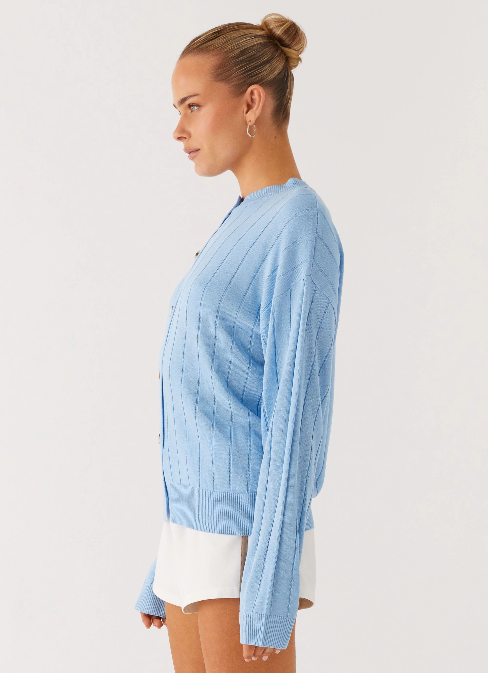 Leo Oversized Cardigan - Sky Blue Reinforced Elbow Patches