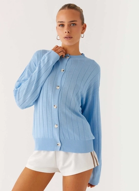 High Loft Insulation High Density Weave Leo Oversized Cardigan - Sky Blue