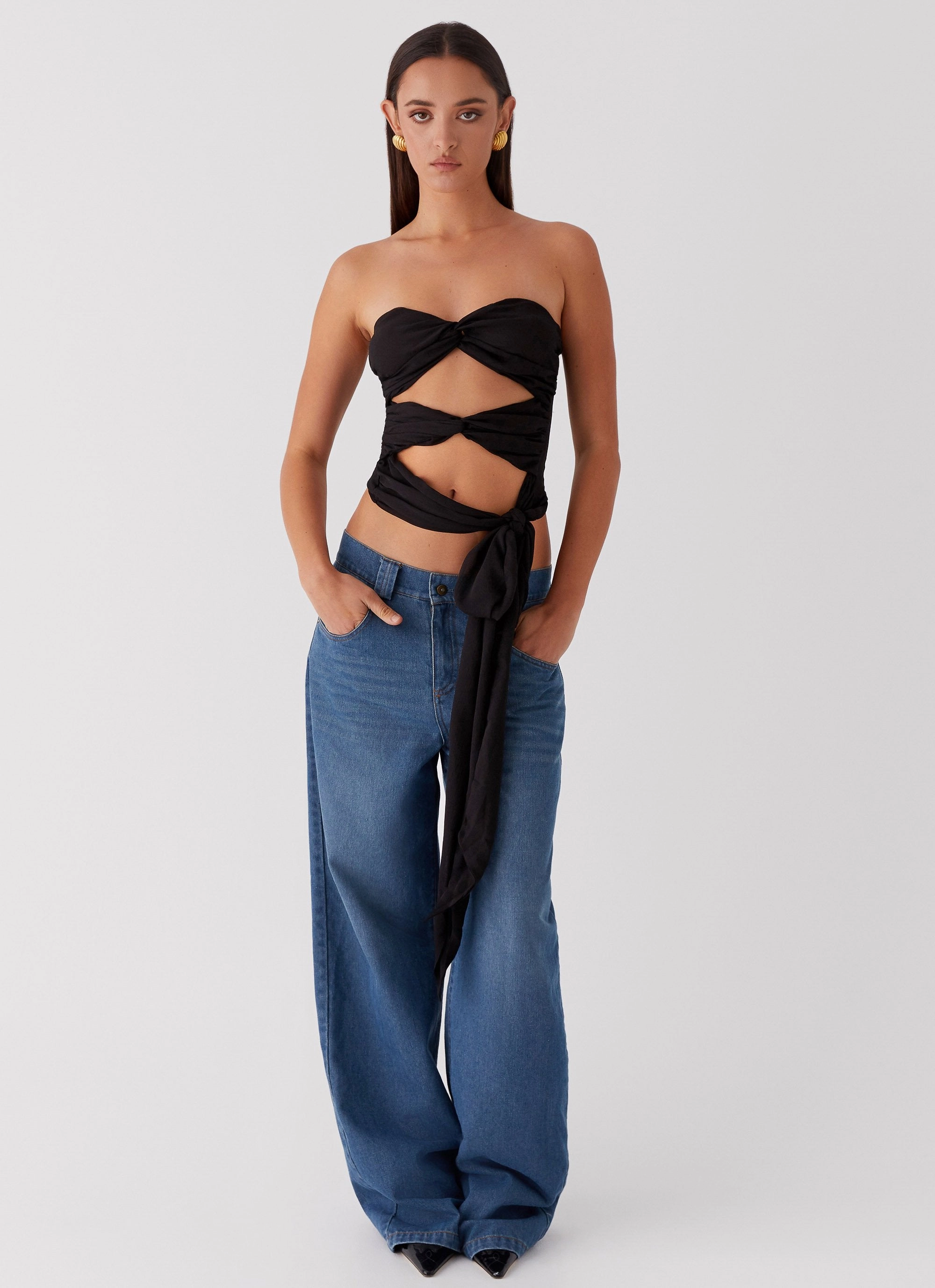 LowMaintenanceMaterial No Iron Fabric Sunlight Cascade Top - Black