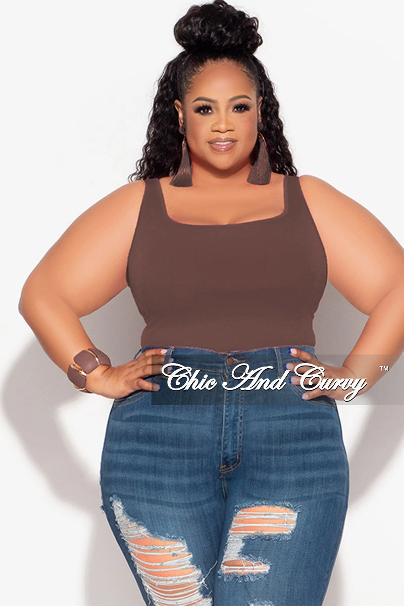 Casual Wearable Final Sale Plus Size Camisole with Thick Straps in Chocolate Brown (Top Only)
